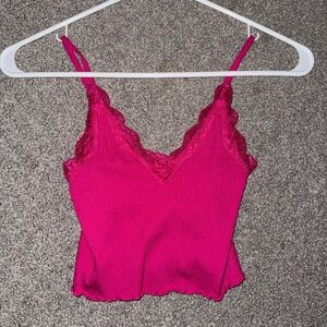neon pink lace tank top